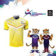 Pace run sukan malaysia sukma baju jersey yellow sport vneck microfiber t shirt breathable light wei