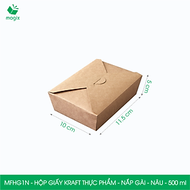 Combo 25 hộp giấy kraft thực phẩm, hộp giấy nắp gập màu nâu đựng thức ăn, hộp giấy nắp gài gói đồ ăn