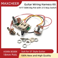 Electric Guitar Wiring Harness Prewired Kit A500k B500K 18mm Shaft Big Pots 3 Way 5 Way Switch Volum