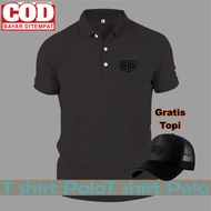 Kaos Polo Distro D3us USA Hitam ( Gratis Topi ) Bahan Adem dan Lembut