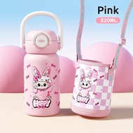 Pipjoy Cute Labubu Cartoon Water Bottle with Straw 520ML/17oz Double Drinking Vacuum Flask Sus316 St