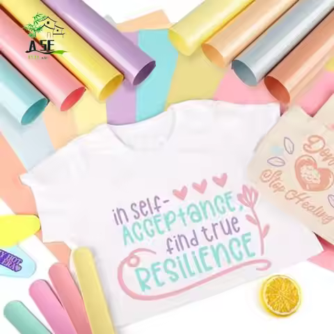 A05E-Pastel Iron-On Vinyl Bohemian Heat Transfer Vinyl Set, 8 Pastel Htvs For T-Shirts, Apparel, Eas