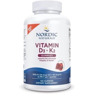 Nordic Naturals Vitamin D3 + K2 Gummies, Pomegranate - 120 Gummies - 1000 IU Vitamin D3 + 45 mcg K2-