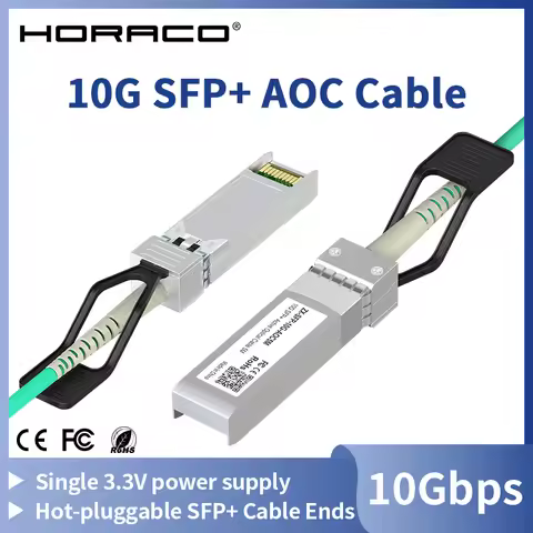 HORACO 10G SFP+ to SFP+ AOC OM3 5M/7M/10M/20M 10Gb Active Optical SFP Cable(AOC) for Cisco,MikroTik,