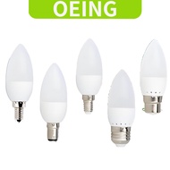 OEING Led Candle Bulb, E12/E14/E27/B22/B15 Tip Bulb 220V, Large and Small Screws, Household Energy-s