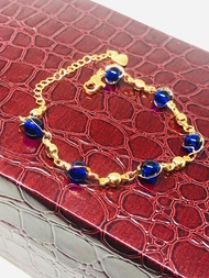 Gelang tangan batu kristal biru bola lapis 18k Xuping