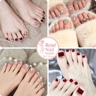 Set of 24 Fake Toenails with Sparkling Stones and 5 Free Nail Accessories | Rosé Nail Studio