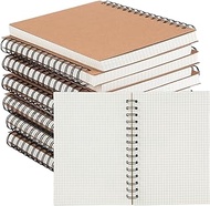 Geyoga 12 Pack A5 Graph Paper Spiral Notebooks Bulk 8.3"x5.7" Spiral Graph Journals 100gsm 200 Pages Grid Notepads HardCover Graph Notebook for Christmas Aesthetic Gift Office Supplies(Brown)
