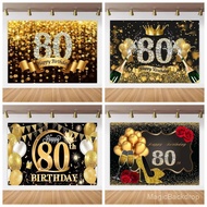 80th Birthday Decoration Background Happy 80th Birthday Theme 80th Birthday Party Black and Gold Bac