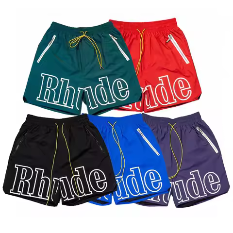 High Street Trend Rhude Casual Shorts Hip-hop Men Women Loose Breathable Quick Drying Mesh Sports Sh