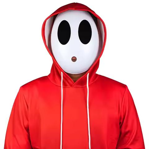 Game Bros White Shy Guy Mask Full Face Anonymous Shy Guy Mask Cosplay Masquerade Mask for Kids Adult