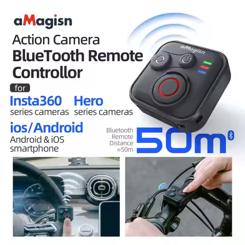 aMagisn 50M Bluetooth Remote Control for Insta360 X5 / X4 Air / Ace Pro 2 Gopro Hero 13 Camera iOS A