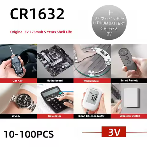 10-100PCS 3V CR1632 Battery CR 1632 Lithium Battery DL1632 BR1632 KCR1632 ECR1632 For Car Remote Con