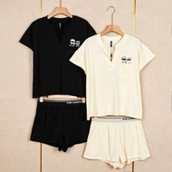 全新KARL LAGERFELD卡通風棉質V領落肩短款短袖T恤短褲套裝KARL LAGERFELD set KARL LAGERFELD睡衣KARL LAGERFELD睡衣套裝