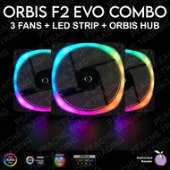Tecware Orbis F2 Evo Combo (3 Orbis F2 EVO Fans + Orbis LED Strip + 6 Port Orbis Hub) ARGB 120MM RGB 3 Pack Case Fan