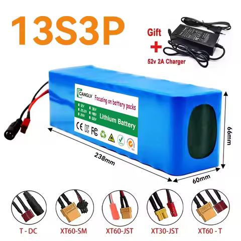 High Capacity 48V 100Ah 13S3P Rechargeable Battery 1000W BMS 54.6V For Electric Bike Scooter