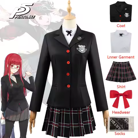 Persona 5 Kasumi Yoshizawa Cosplay Costume School Badge Suit Uniform Dress Halloween Party Role Play