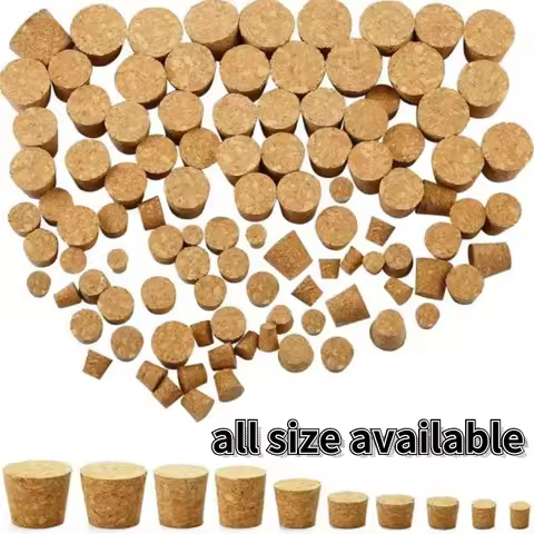 100pcs Top DIA 7.5mm To 30mm Wooden Cork Lab Test Tube Stopper Kettle Pudding Bottle Cork Cap Burett