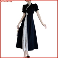 【SADO】复古国风 中式连衣裙 90KG大码胖mm 旗袍 显瘦 夏季 改良旗袍裙 短袖收腰裙子 Gaun gaya Cina retro 90KG saiz besar lemak mm cheon