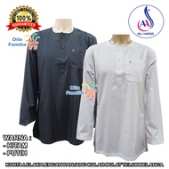 Kurta Kolar Bulat Lengan Panjang Kain Cotton Lelaki Dewasa Teluk Belanga Qurta Raya 2023 Plain Hitam Putih Haji Umrah