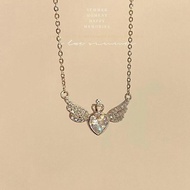 Angel Wings Wings Necklace Female Fashion Light Luxury Niche Design Crown Heart-Shaped Pendant Clavi