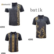 Men Collar T-shirt Jersey Material Batik Print Baju Jersi Kolar Lelaki  shirts Corak 02 (hai shan02)