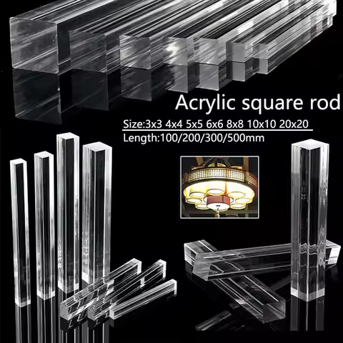1-20pcs Acrylic Square Rods 3x3/4x4/5x5/6x6/8x8/10x10/15x15/20x20mm Length 100mm-500mm Acrylic Dowel