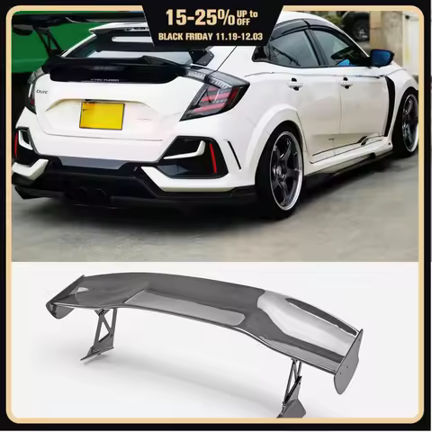 For Honda Civic FK7/FK8 Type R JS Style Carbon Fiber Rear Wing Spoiler - GT Style Trunk Lip 2017-202