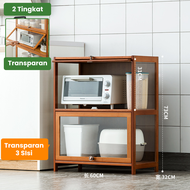 Inaso Lemari Dapur Kayu Rak Oven Microwave Tempat Penyimpanan Piring Panci Rak Kabinet Dapur Anti De