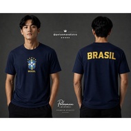 Brazil Navy Premium Men's T-shirt UnisexWanita - Casual T-shirt with Brazil Logo and Back, Brazil St