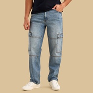 Max Fashion 1Up Denim  Relaxed Fit Panelled Cargo Jeans Men Blue