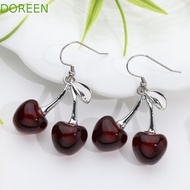 DOREEN Cherry Earrings, Cute Resin Dangle Earrings, Fashion Exaggerate Ear Jewelry Statement Earring