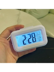 1入創意懶人款溫度顯示led光感夜燈數字鬧鐘,具有貪睡按鈕,適用於客廳和臥室