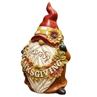 Angelorid| Thanksgiving Gnome Figurine Resin Fall Gnome Decoration Waterproof Outdoor Gnome Statue F