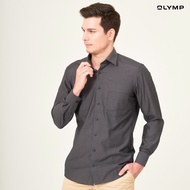 OLYMP LUXOR Shirt เสื้อเชิ้ตชาย สีเทาเข้ม ทรงหลวม ใส่สบาย รีดง่าย  Y24NOS เสื้อทำงาน NOSLUX