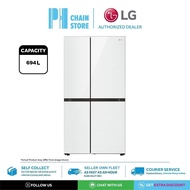 LG 694L Side-by-Side Inverter Fridge / Refrigerator with Door-in-Door™ in White Glass Finish | 655L 