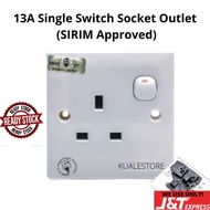 (SIRIM) 13A Single Switch Socket Outlet 13A Switch Electric One Gang Electric Socket 13A Socket Plug