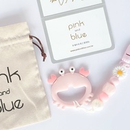 5顆 無字 雛菊 粉色螃蟹固齒器 / 客製化奶嘴鏈