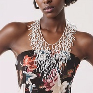 Tassel Coral Tree Branch Shape Necklace Handmade Rice Bead Sweater Chain Exaggerated Necklace Jewelr