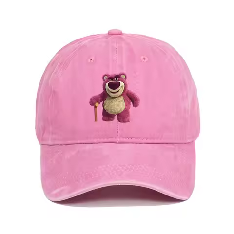 Cartoon Washed Lotso Print Baseball Cap Men Women Vintage Kpop Snapback Cap Adjustable Breathable Tr
