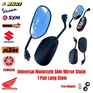 KTM 390 Adventure |Universal Motorcyle Side Mirror 1 Pair Long Stem With Free Adaptor