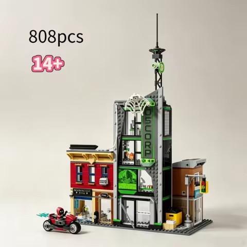 2026 808pcs Classic Movie Sets Spider VS Oscorp Creative DIY Puzzle Model Building Block Bricks Toys