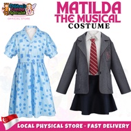 4PCs Girls Matilda Musical Movie Costume for Kids, Gray School Uniform Girl Outfit with Jacket Shirt