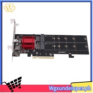 【W】Dual NVMe PCIe Adapter,M.2 NVMe SSD to PCI-E 3.1 X8/X16 Card Support M.2 (M Key) NVMe SSD 22110/2