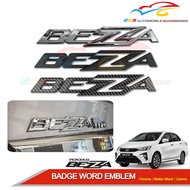 BADGE WORD LETTER EMBLEM 'BEZZA' 18.4 CM X 3 CM (BLACK / CHROME / CARBON BLACK)