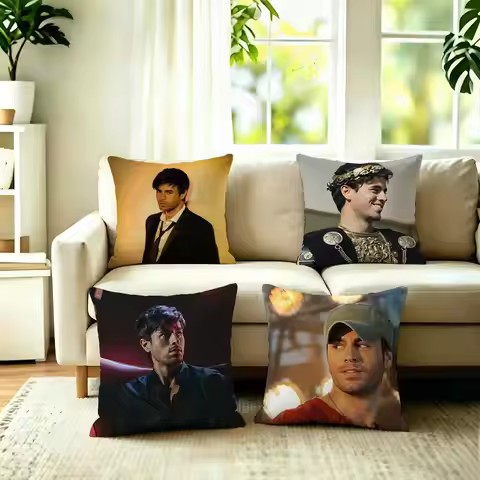 Pop Singer Enrique Iglesias Square Double-Sided printed Pillow Case Bedroom Bedside Pillow Sofa Cush