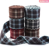 ALMA1DQ Plaid Ribbons, DIY Wavy Edge Wavy Edge Ribbon, Clothing Sewing DIY Accessories British Style