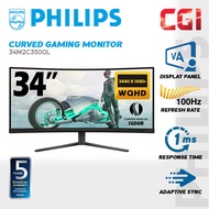 Philips 34" 34M2C3500L Evnia 3000 Fast VA WQHD 180Hz 0.5ms Ultrawide Curved Gaming Monitor
