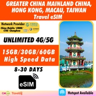 [China, Hong Kong, Macau, Taiwan eSIM] FREE VPN[] [1-10 Days] High Speed Unlimited Data 4G Travel Pr