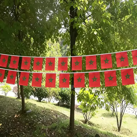 Morocco Bunting Flags 14x21cm 20pcs/lot Morocco String Flags Pennant Banner Festival Party Holiday f